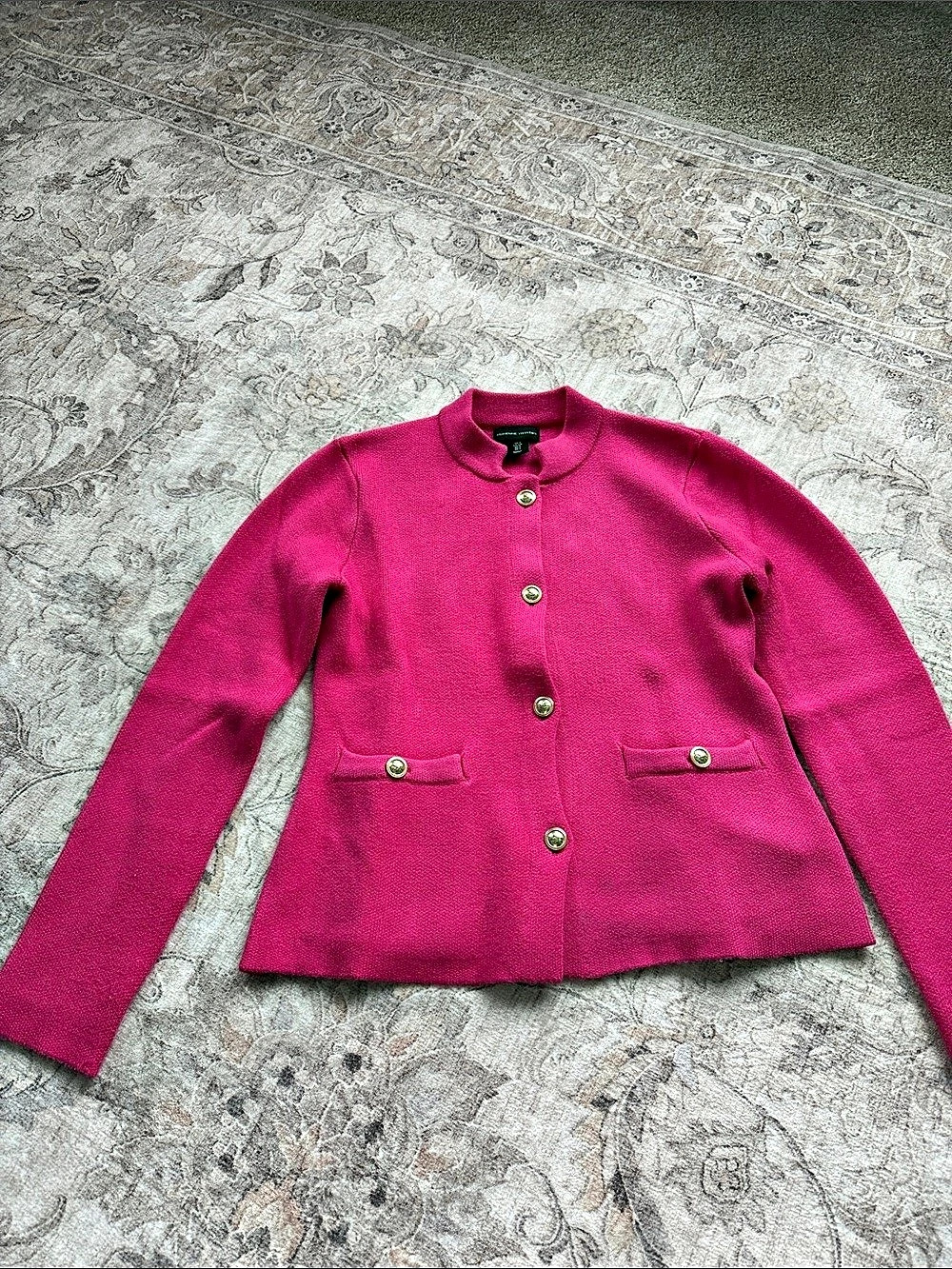Adrienne Vittadini Fuschia Pink Button-Front Jacket Size Small